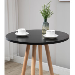 Mesa de bar Livia con tablero redondo de madera Natural/negro