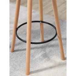 Mesa de bar Livia con tablero redondo de madera Natural/negro