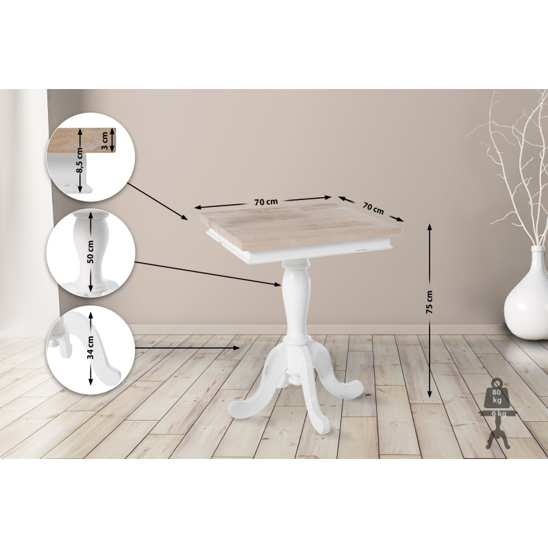 Table d'appoint Goa 70, naturel/blanc