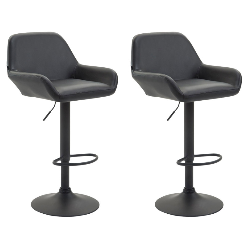 Lot de 2 tabourets de bar Braga simili cuir noir