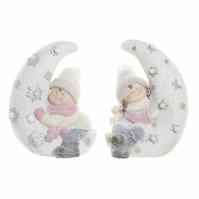 Figurine Décorative DKD Home Decor Blanc Rose Lune 31 x 20 x 43 cm (2 Unités)