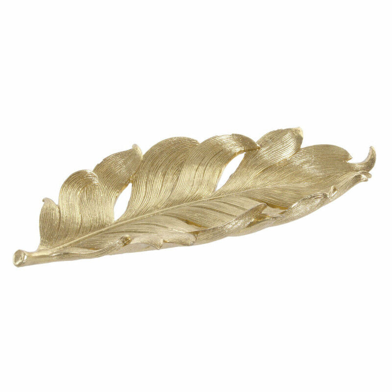 Plateau DKD Home Decor S3017331 Volet Doré Résine Feuille d'une plante (39 x 18 x 4.7 cm) (39 cm)