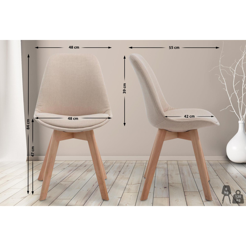 Chaise visiteur Borneo V2 en tissu Natura | crème