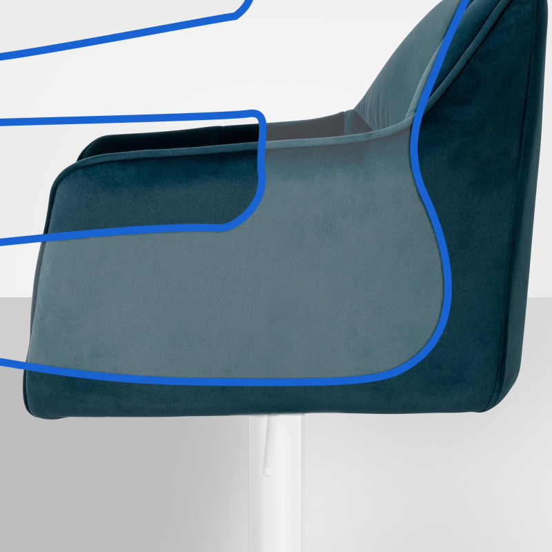 Tabouret de bar Damaso W velours vert