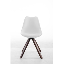 Chaise visiteur Troyes pivotante en noyer carrée | blanc