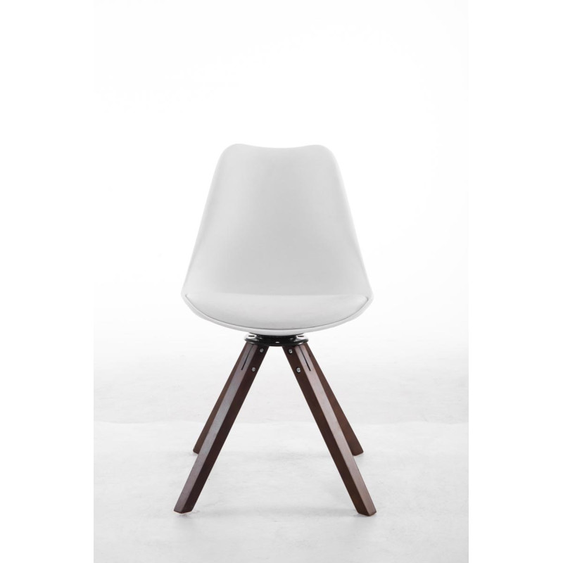 Chaise visiteur Troyes pivotante en noyer carrée | blanc