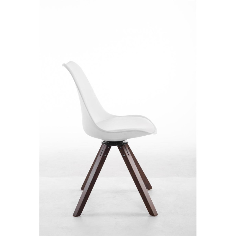 Chaise visiteur Troyes pivotante en noyer carrée | blanc