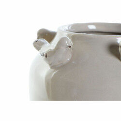 Vase DKD Home Decor Porcelaine Gris Beige Oiseaux Shabby Chic (15 x 15 x 13,5 cm) (2 Unités)  