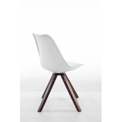 Chaise visiteur Troyes pivotante en noyer carrée | blanc