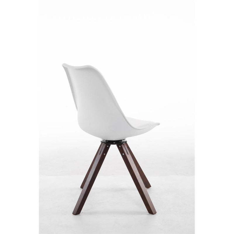 Chaise visiteur Troyes pivotante en noyer carrée | blanc