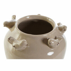 Vase DKD Home Decor Porcelaine Gris Beige Oiseaux Shabby Chic (15 x 15 x 13,5 cm) (2 Unités)  