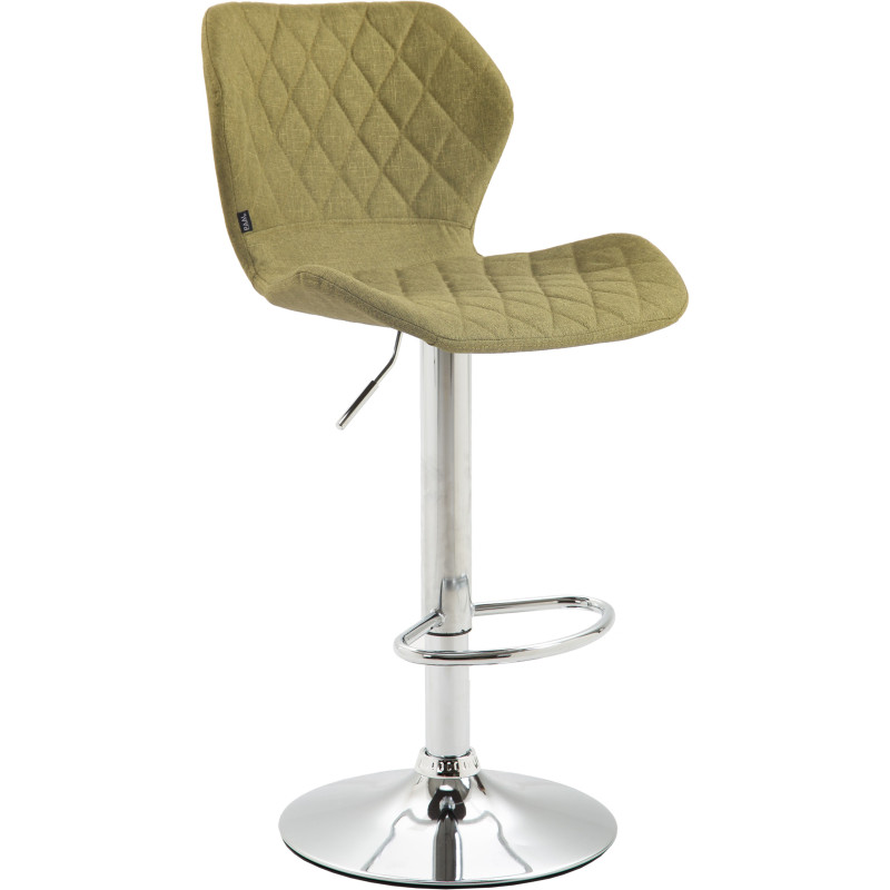 Tabouret de bar en liège et tissu chromé vert