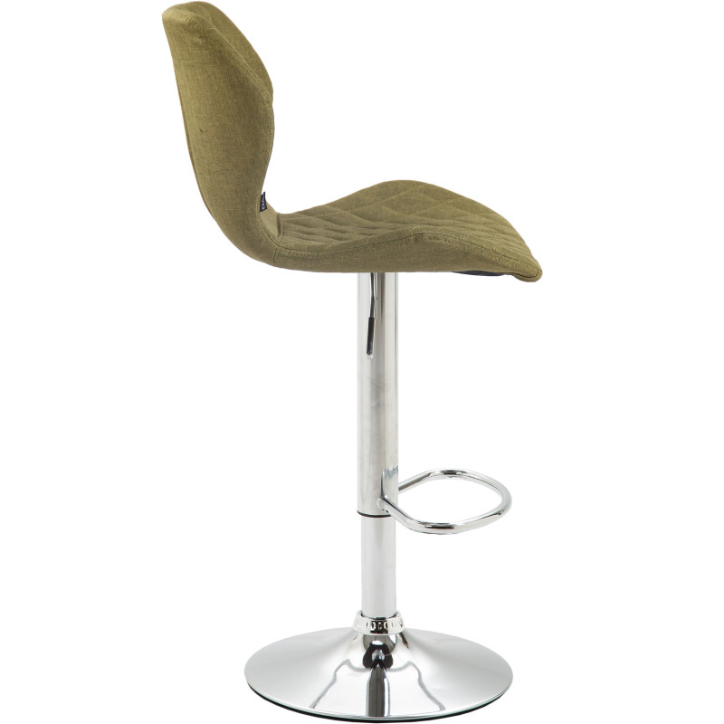Tabouret de bar en liège et tissu chromé vert