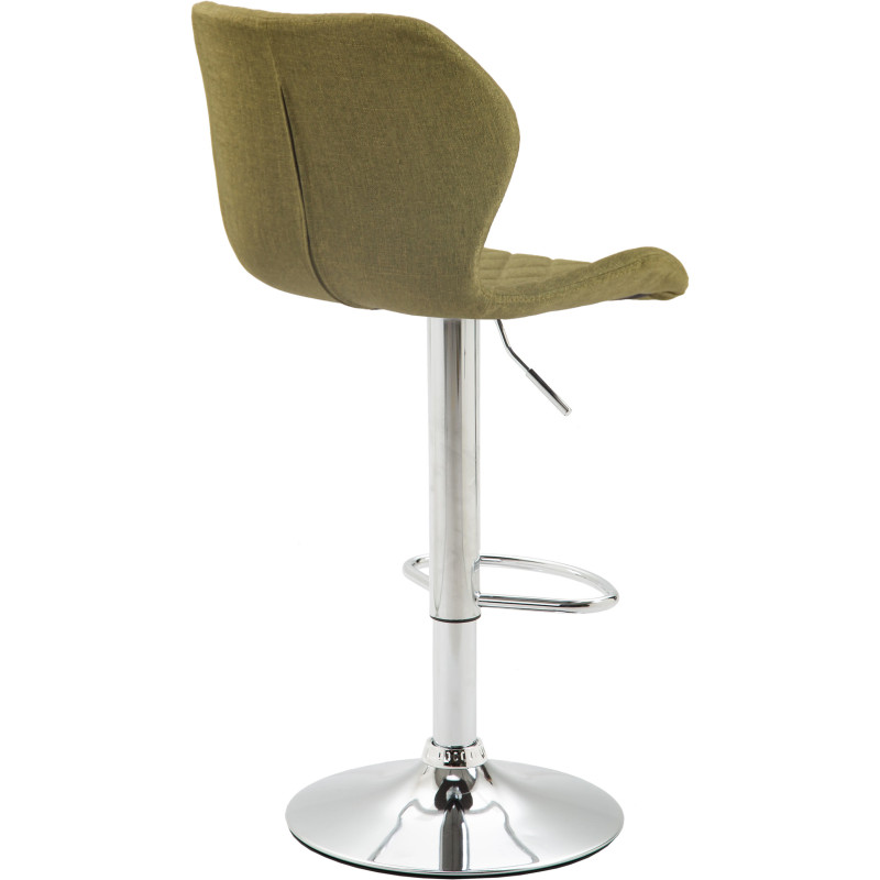 Tabouret de bar en liège et tissu chromé vert