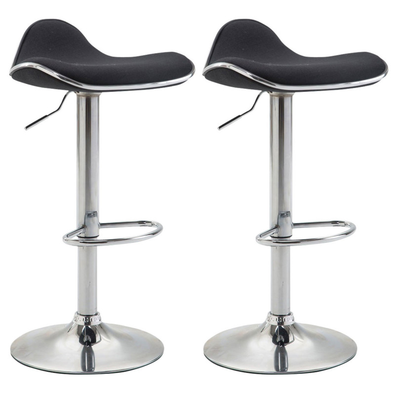 Lot de 2 tabourets de bar en tissu Shanghai C noir