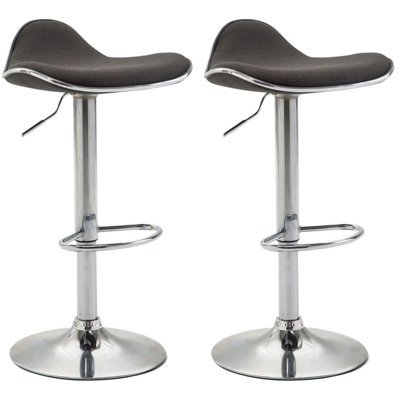 Lot de 2 tabourets de bar en tissu Shanghai C gris foncé