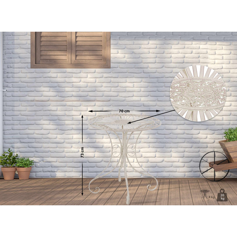 Tavolino in Ferro Giardino Hari crema antica