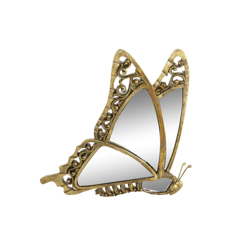 Décoration murale DKD Home Decor Miroir Doré Résine Papillon (22 x 4,5 x 34 cm)