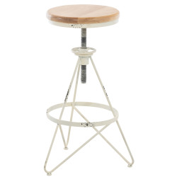 Lot de 2 tabourets de bar Karla blanc antique