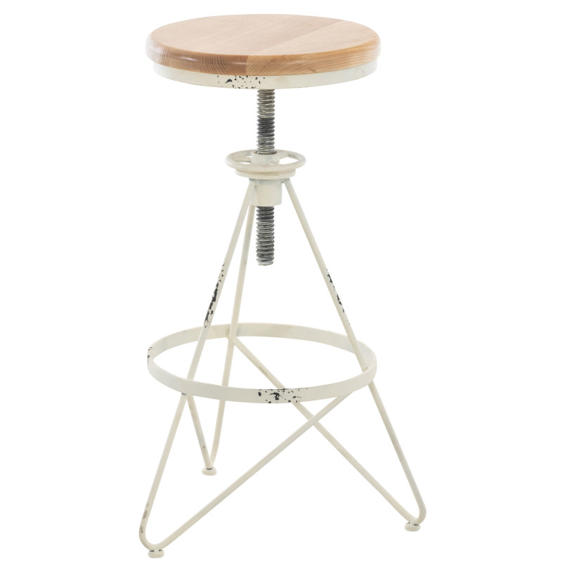 Lot de 2 tabourets de bar Karla blanc antique