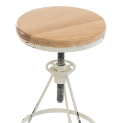Lot de 2 tabourets de bar Karla blanc antique