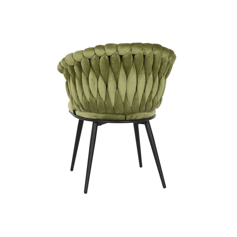 Chaise DKD Home Decor Noir Vert Polyester Velours Métal 66 x 60 x 84 cm