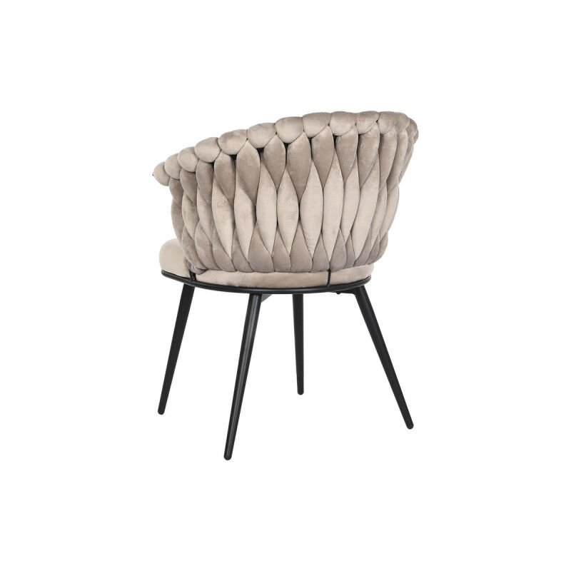 Chaise DKD Home Decor Noir Beige 60 x 66 x 84 cm 66 x 60 x 84 cm