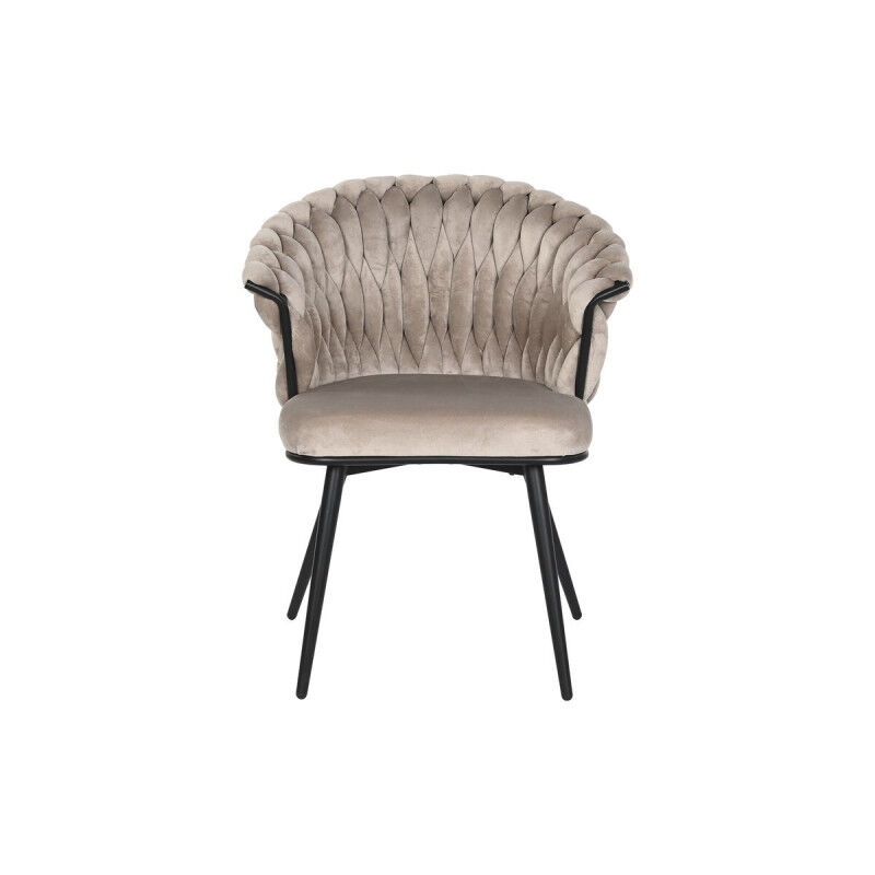 Chaise DKD Home Decor Noir Beige 60 x 66 x 84 cm 66 x 60 x 84 cm