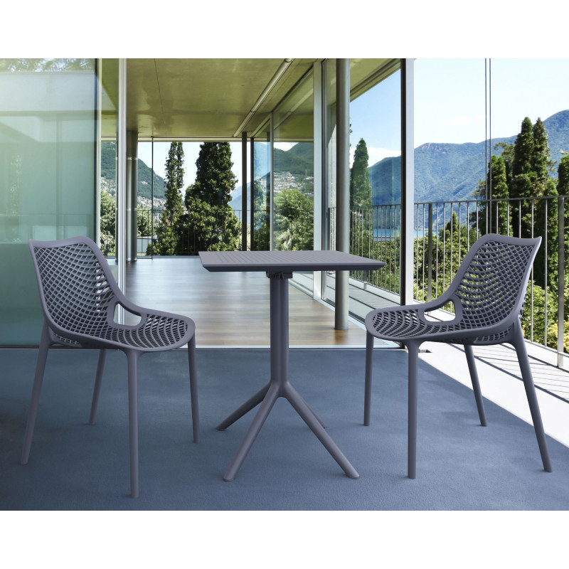 Table pliante Sky, carr?e, gris fonc?