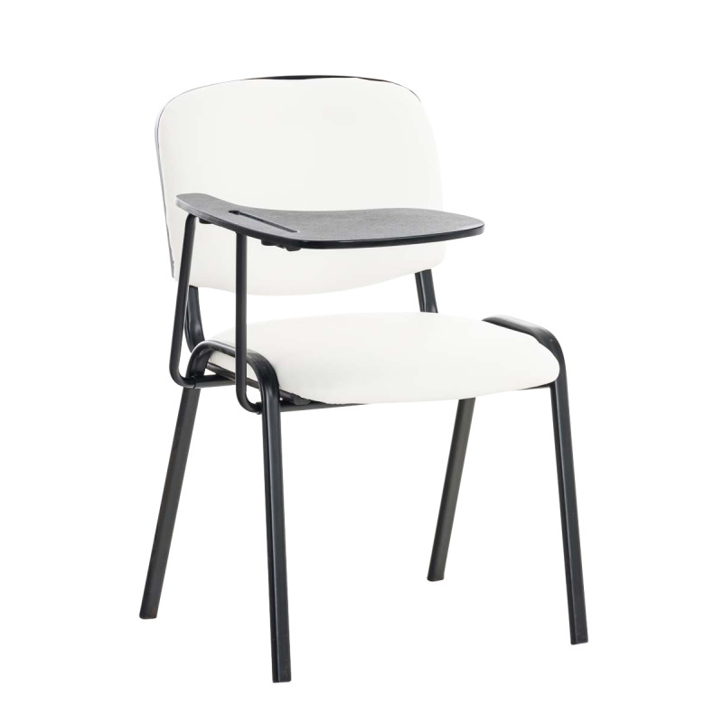Fauteuil Ken avec table pliante, similicuir, blanc
