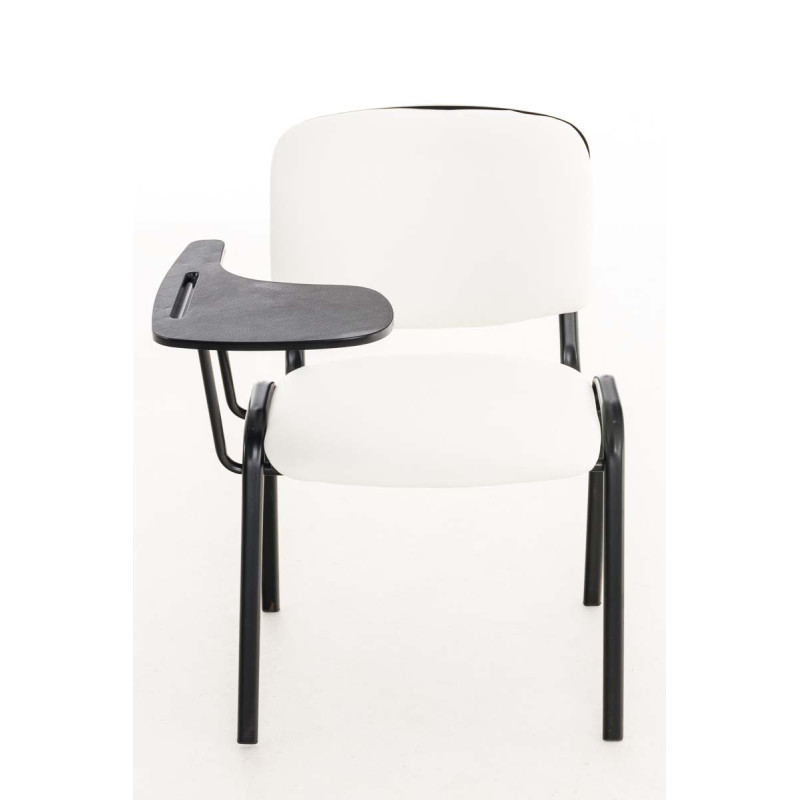 Fauteuil Ken avec table pliante, similicuir, blanc