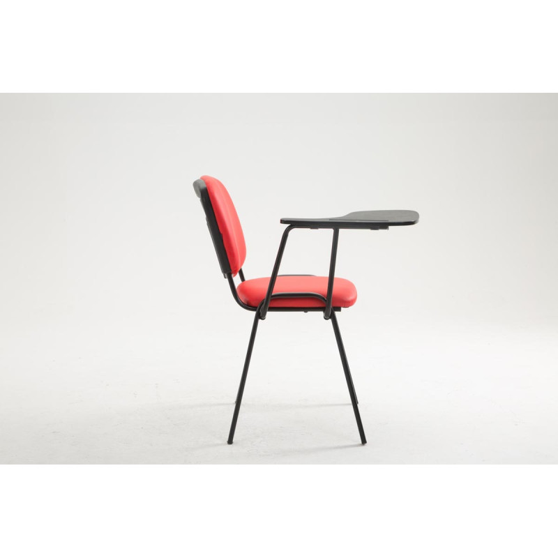 Fauteuil Ken avec table pliante, similicuir, rouge