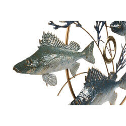 Décoration murale Home ESPRIT Bleu Doré méditerranéen Poissons 91 x 4,5 x 50 cm
