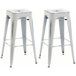 Ensemble de 2 tabourets de bar Joshua blanc antique