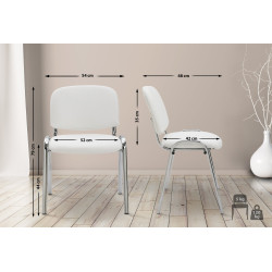 Chaise visiteur Ken C en cuir artificiel | blanc