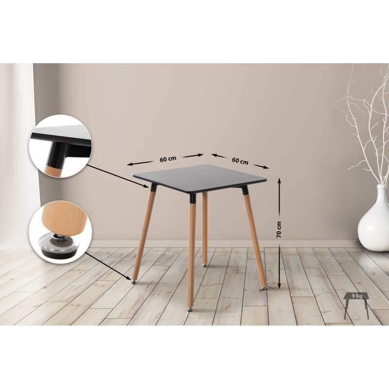 Mesa de Cocina Viborg Negro,60 cm