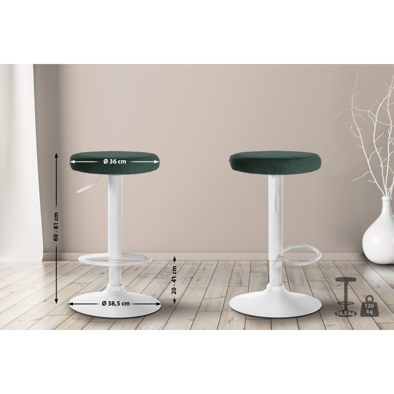 Tabouret de bar Ponte velours blanc vert