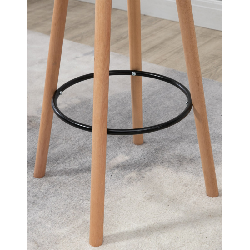 Mesa de bar Livia con tablero redondo de madera Natural/blanco