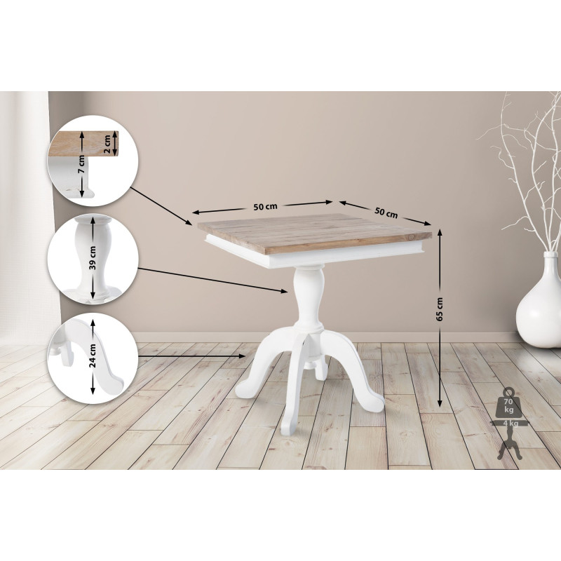 Table d'appoint Goa 50 naturelle/blanche