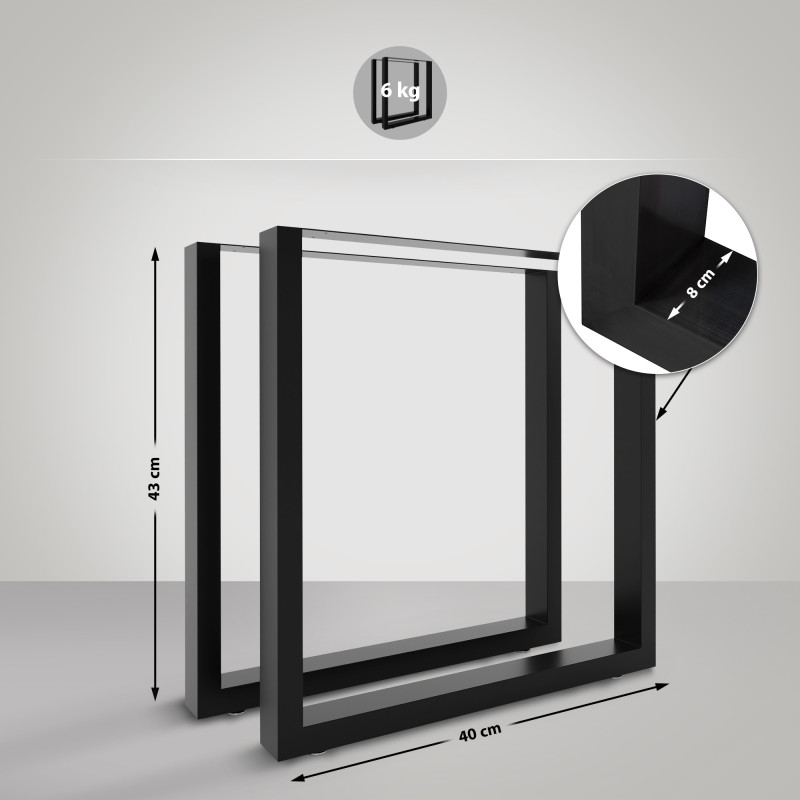 Set di 2 gambe per tavolino Velden nero,40 cm