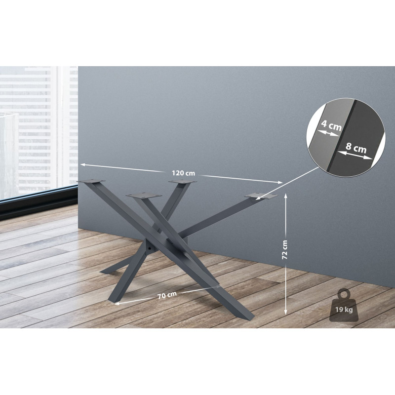 Pieds de table Jimmy 120x70x72 gris