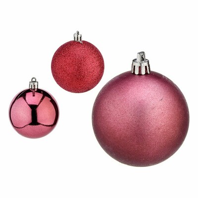 Lot de boules de Noël Rose Plastique 6 x 7 x 6 cm (12 Unités)