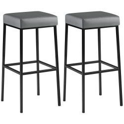 Ensemble de 2 tabourets de bar Montréal 85 simili cuir gris