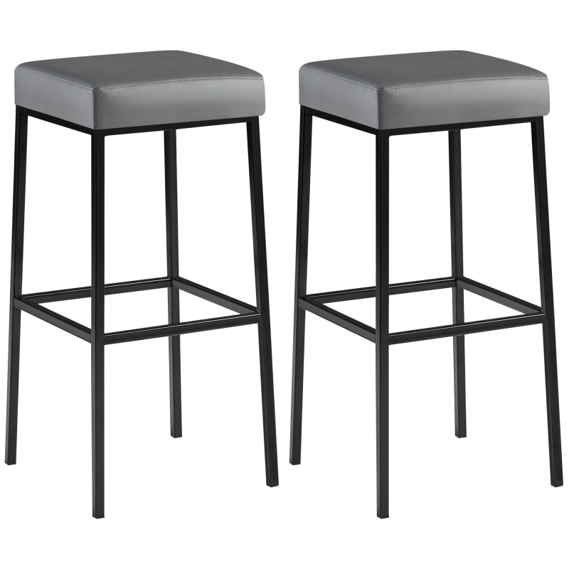 Ensemble de 2 tabourets de bar Montréal 85 simili cuir gris