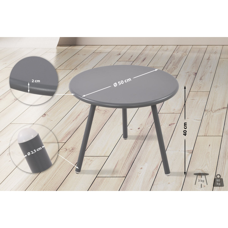 Table basse Berea, gris foncé