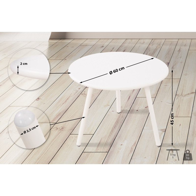 Table basse Minot, blanche