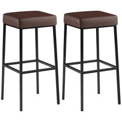 Ensemble de 2 tabourets de bar Montréal 85 simili cuir brun