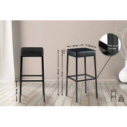 Ensemble de 2 tabourets de bar Montréal 85 simili cuir noir