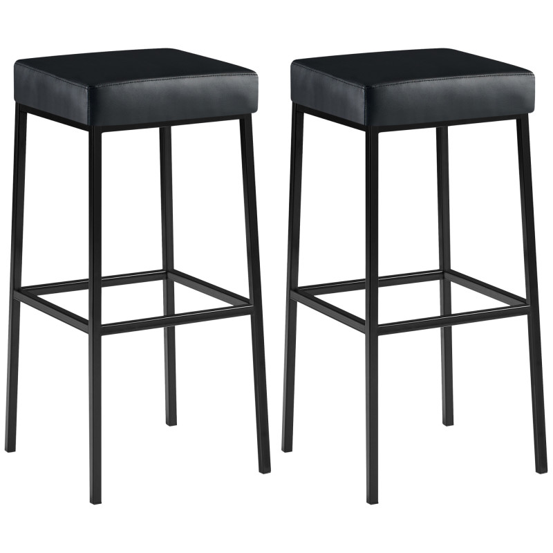 Ensemble de 2 tabourets de bar Montréal 85 simili cuir noir
