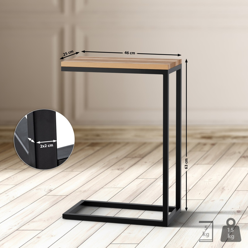 Table d'appoint Manteo 46x25x67 cm chêne